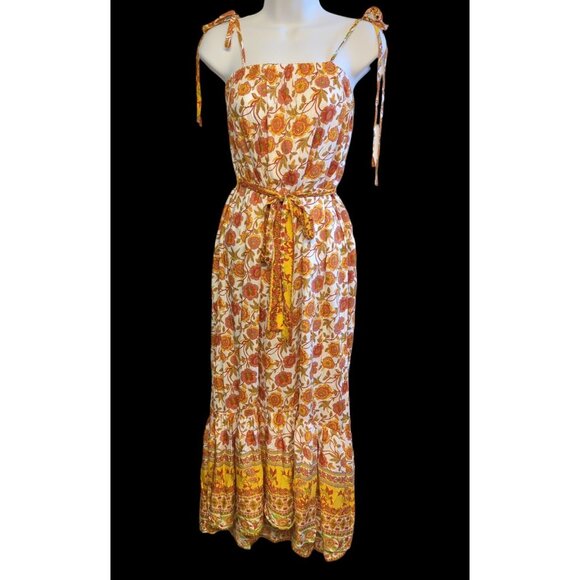 NEW Solarsun Women's Dress Orange Sz XL Lightweight Floral Cottagecore Boho - Picture 5 of 13